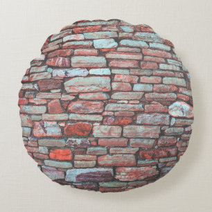 Cojín Redondo Pared de ladrillo de pavimento rojo