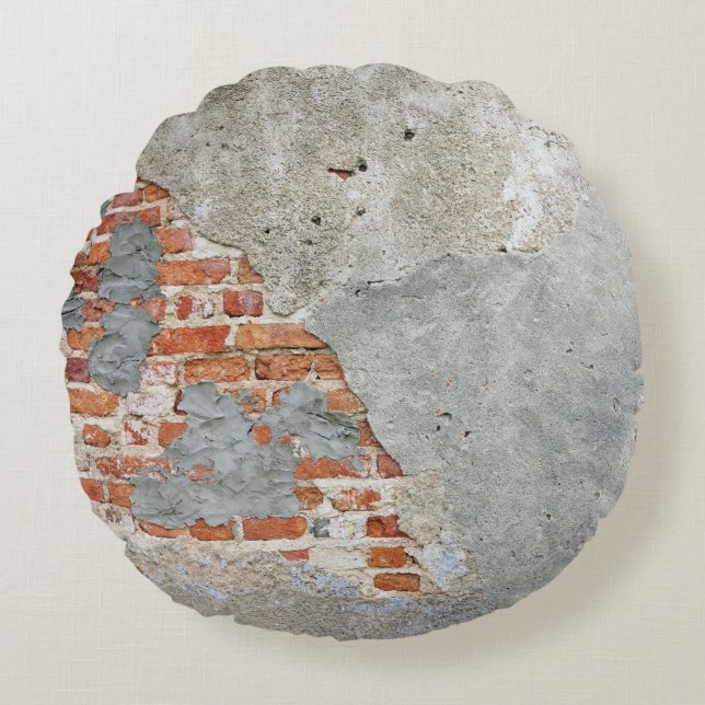 Cojín Redondo Pared de ladrillo marrón (Anverso)