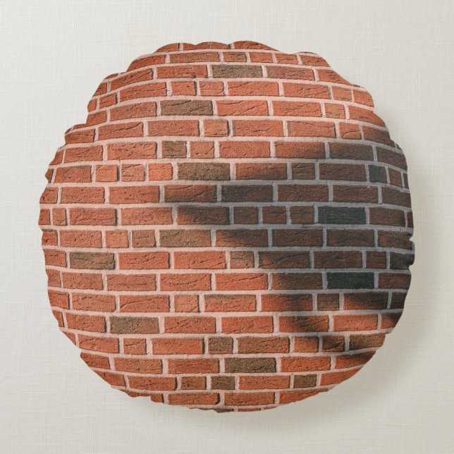 Cojín Redondo Pared de ladrillo marrón (Anverso)