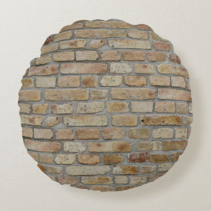 Cojín Redondo Pared de ladrillo marrón Un diseño de Novedad