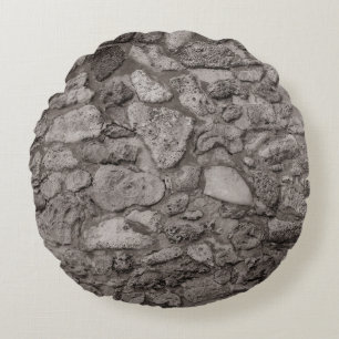 Cojín Redondo Pared de piedra de coral caribeña rústica 5