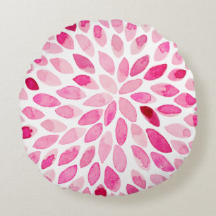 Cojín Redondo Paredes de brocha acuarela - paleta rosa