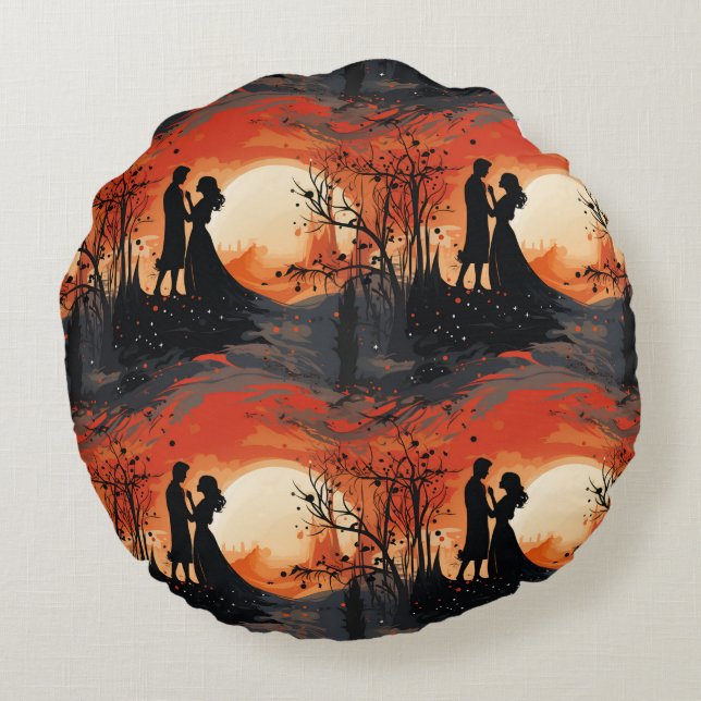 Cojín Redondo Pareja cariñosa  (Reverso)