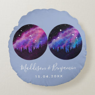 Cojín Redondo Parejas personalizados Regalos Zodiacos Cualquier