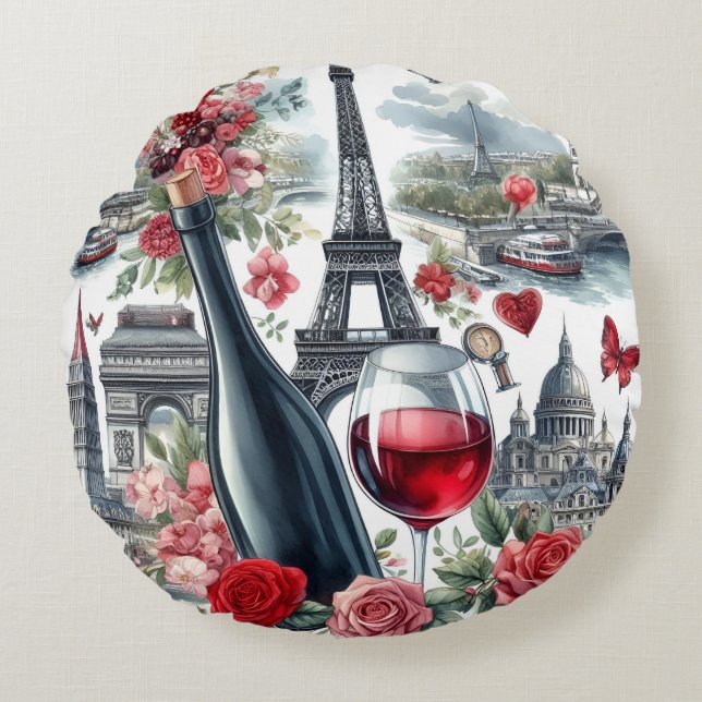 Cojín Redondo paris red wine (Anverso)