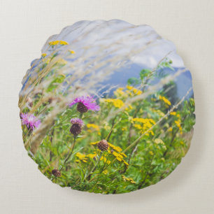 Cojín Redondo Paro de flores silvestres de verano