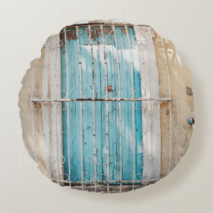 Cojín Redondo Parrilla de ventana de acero blanco