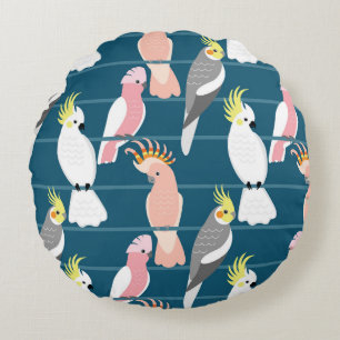 Cojín Redondo Parrots personalizados: Patrón sin foco