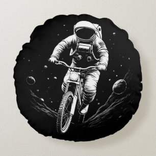 Cojín Redondo Paseo en bicicleta del astronauta cósmico aventura