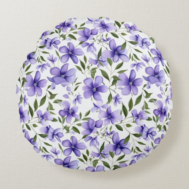 Cojín Redondo Pasión de la flor púrpura (Anverso)