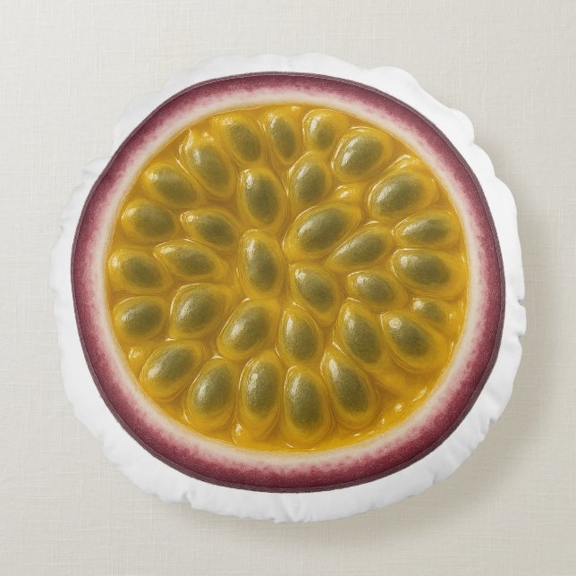 Cojín Redondo Passionfruit Round Pillow - Fresh and Fruity (Anverso)
