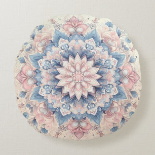Cojín Redondo Pastel Arabesque Mandala Art