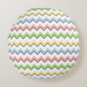 Cojín Redondo Pastel Chevron-Drop Shadow por Shirley Taylor