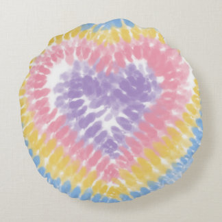 Cojín Redondo Pastel Tie Dye Heart
