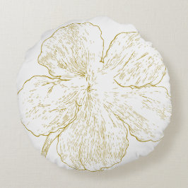 Cojín Redondo Pastilla redonda minimalista de arte de línea flor