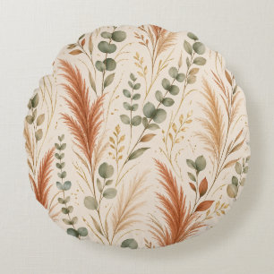 Cojín Redondo Pasto de Pampas de Terracota Eucalipto Neutral Boh