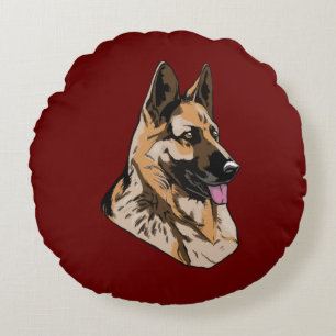 Cojín Redondo Pastor Alemán Perro Guardián Impresionante