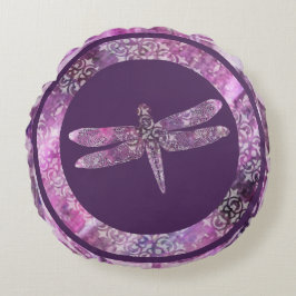 Cojín Redondo Pátina púrpura: Libélula