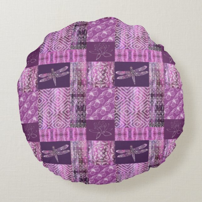 Cojín Redondo Pátina púrpura: Mosaico (Reverso)