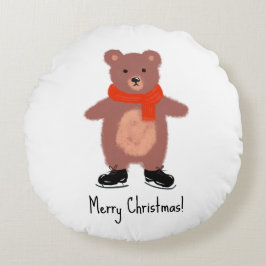 Cojín Redondo Patinaje de oso divertido