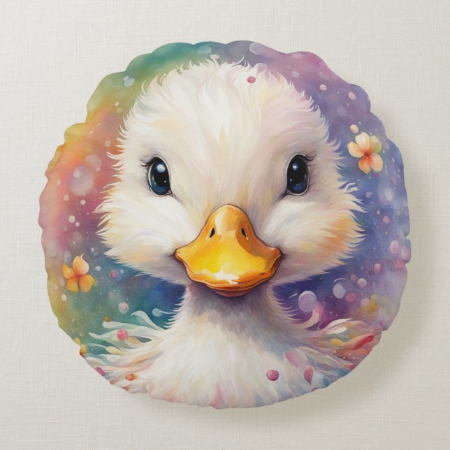 Cojín Redondo Pato 3 Aves arcoiris (Anverso)