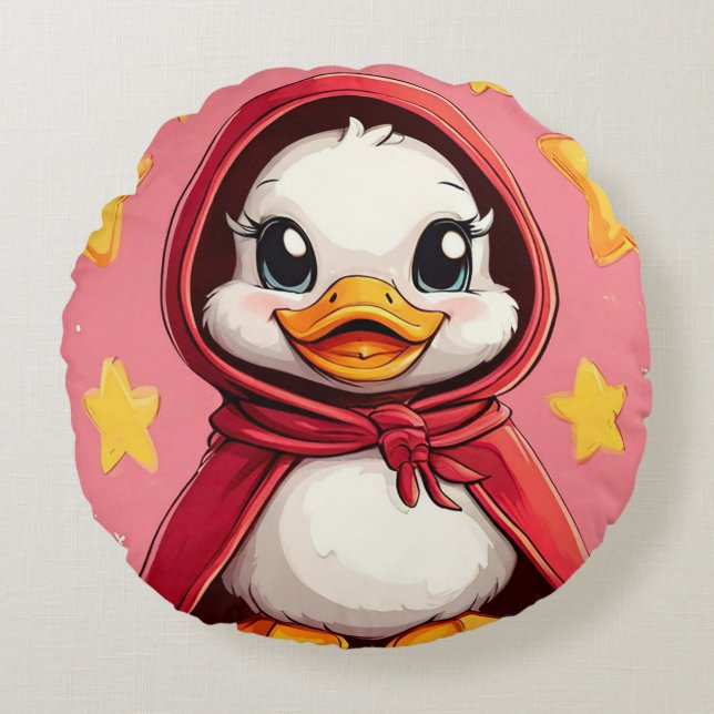 Cojín Redondo Pato personalizado lindo (Anverso)