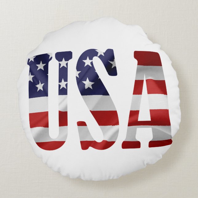 Cojín Redondo Patriótico de Estados Unidos (Reverso)