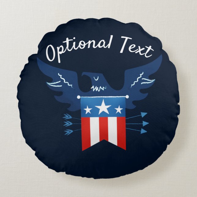 Cojín Redondo Patriótico de la Bandera y el Águila Americana (Anverso)