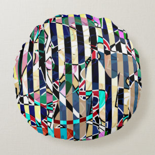 Cojín Redondo Patrón abstracto a rayas