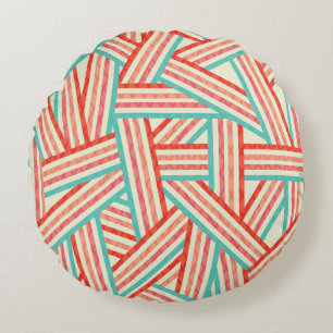 Cojín Redondo Patrón abstracto a rayas coloridas
