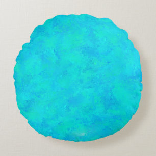Cojín Redondo Patrón abstracto azul turquesa