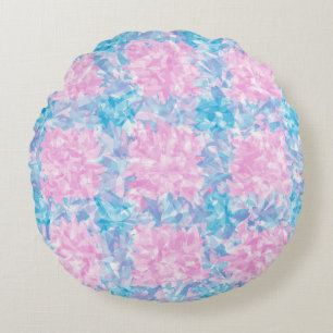 Cojín Redondo Patrón abstracto continuo rosa azul