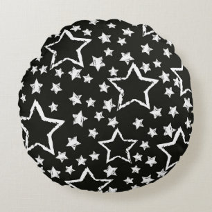Cojín Redondo patrón abstracto de estrellas sin costuras. Grunge