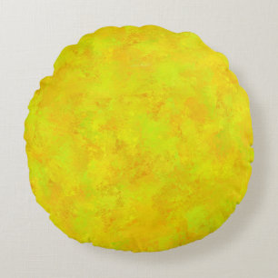 Cojín Redondo Patrón abstracto de naranja verde amarillo