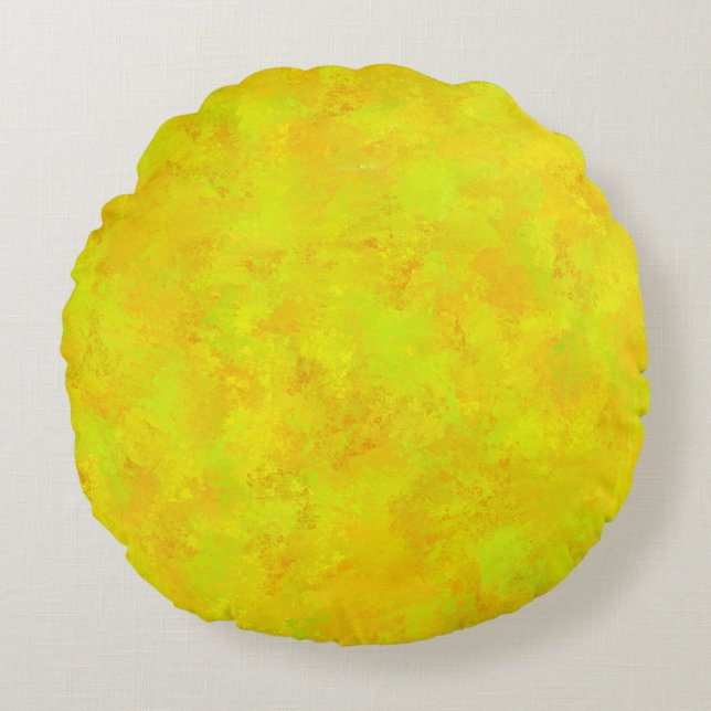 Cojín Redondo Patrón abstracto de naranja verde amarillo (Anverso)
