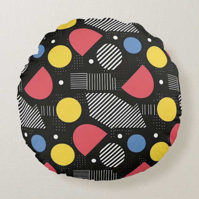 Cojín Redondo Patrón abstracto geométrico (Anverso)