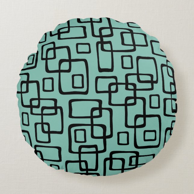 Cojín Redondo Patrón abstracto moderno del siglo medio retro (Anverso)