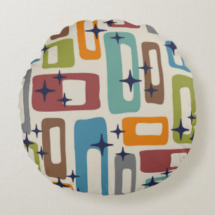 Cojín Redondo Patrón abstracto moderno del siglo medio retro