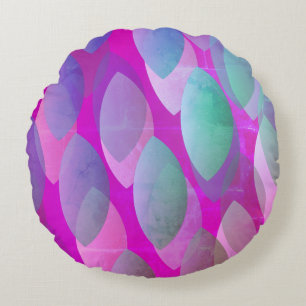 Cojín Redondo Patrón abstracto moderno Magenta Rosa Purpura Tu