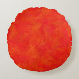 Cojín Redondo Patrón abstracto naranja rojo