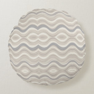 Cojín Redondo Patrón abstracto ondulado neutral moderno
