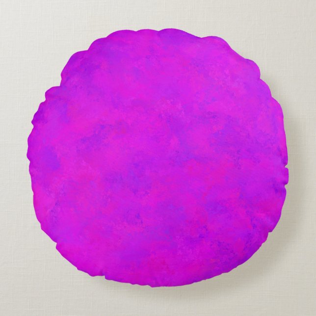 Cojín Redondo Patrón abstracto púrpura rosa (Anverso)