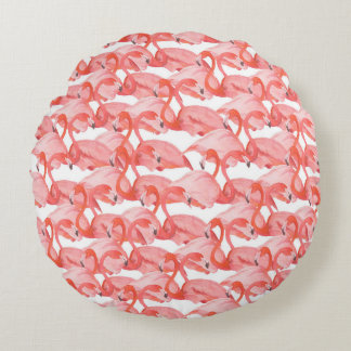 Cojín Redondo Patrón acuático sin foco con flamingo pequeño