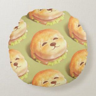 Cojín Redondo Patrón Adorable de Cara de Perro