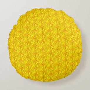 Cojín Redondo Patrón amarillo marino floral sin soldadura