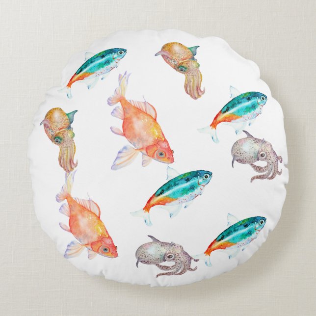 Cojín Redondo Patrón animal marino (Anverso)
