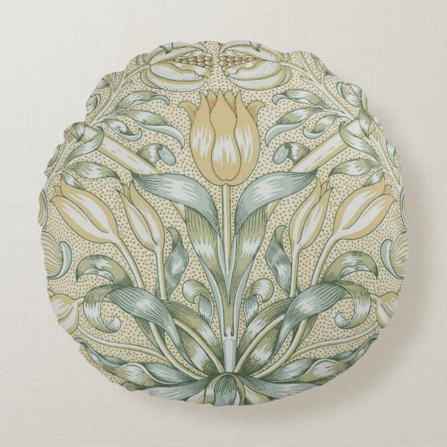 Cojín Redondo Patrón Antiguo de Granada William Morris Lily (Anverso)