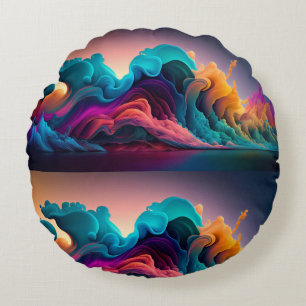 Cojín Redondo Patrón arcoiris