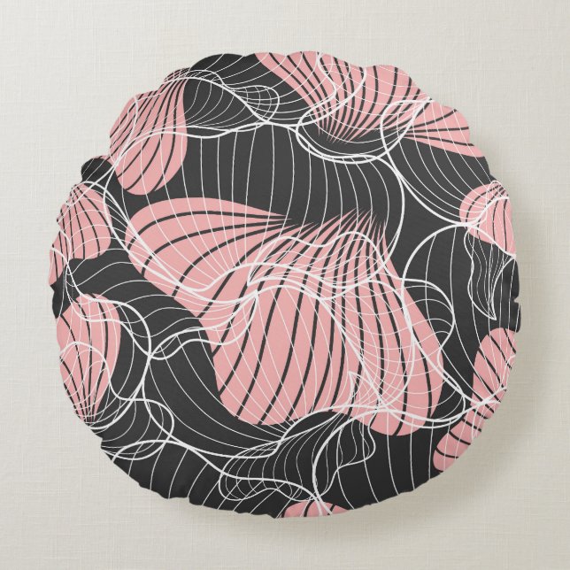 Cojín Redondo Patrón artístico colorido y abstracto, sin fisuras (Anverso)