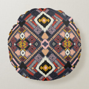 Cojín Redondo Patrón azteca de Chevron africano tribal